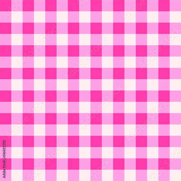 Fototapeta Coquette Pink Checkered Seamless Pattern. Charming Geometric Gingham Design with Picnic Romance and Vintage Style. Ideal for Valentine’s Day Crafts, Fashion Textiles, and Cute Paper Goods.