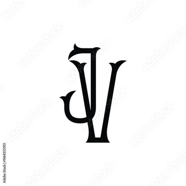 Fototapeta JV monogram logo design letter text name symbol monochrome logotype alphabet character simple logo