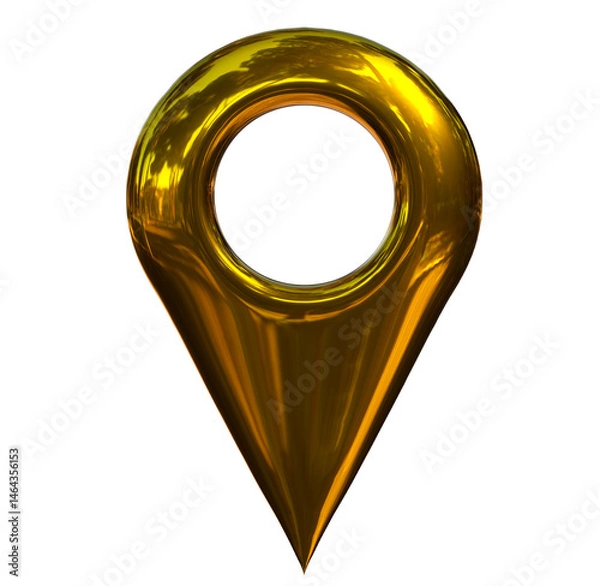 Fototapeta Golden map pointer 3d on png transparent background.