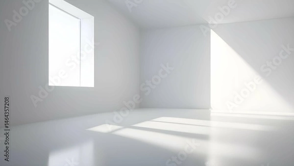 Obraz White studio room abstract background with light and shadow from window ideal for product display presentations