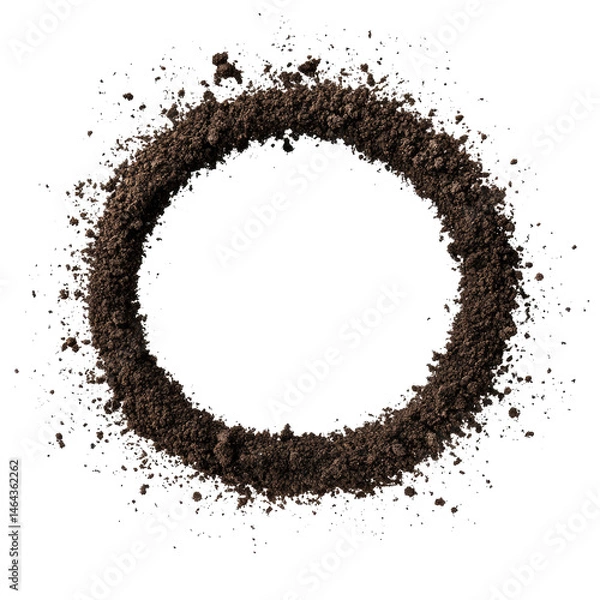 Fototapeta Flying Soil Forming Ring Shape Isolated on White Background