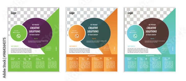Fototapeta  a bundle of 3 templates business flyer design, in blue color, and modern design,marketing,medical proposal, promotion, advertise, publication and editable vector template design