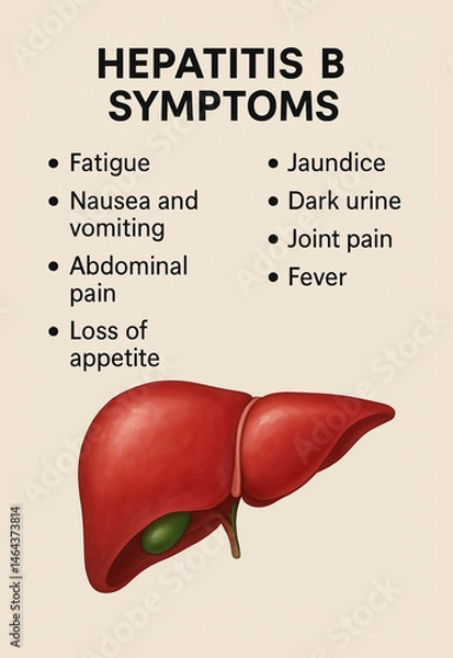 Fototapeta Common symptoms of hepatitis B infection affecting liver health