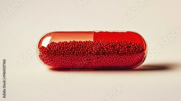 Fototapeta Red Capsule with Red Pellets