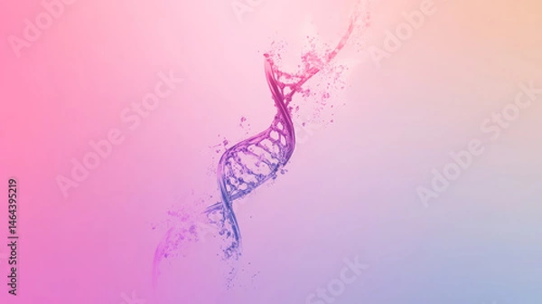Obraz Abstract DNA helix design with vibrant colors and splashes of water creates dynamic visual