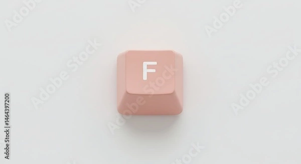 Fototapeta Single Pastel Pink 'F' Keycap: Minimalist Design