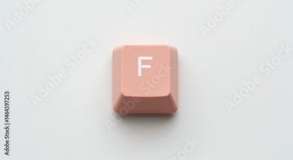 Obraz Close-up of a single pink 'F' key from a computer keyboard
