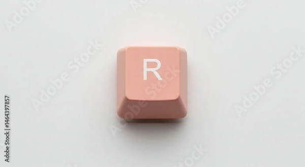 Fototapeta Single Peach-Colored Keyboard Key: Letter R