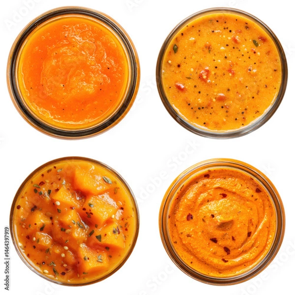 Fototapeta Papaya Garlic Marinade, Orange, Top View