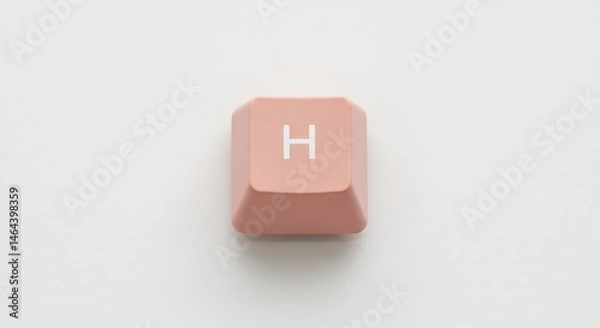 Obraz Isolated pink 'H' keycap on white background