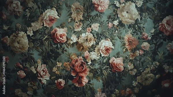 Obraz Detailed floral pattern design on textured fabric.