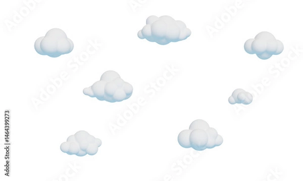 Obraz 심플 카툰 구름 세트 배경  Simple Cartoon Cloud Set 