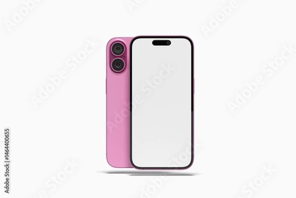 Obraz Realistic pink phone mockup on white background