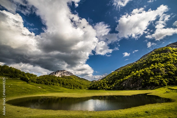 Obraz Tranquil Mountain Landscape with Water Reflections