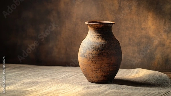 Obraz Rustic earthenware pitcher on a wooden surface.