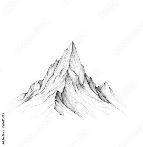 Fototapeta drawing of a mountain with fine lines and light shading for a feminine result in black and white on a white background for a tattoo project