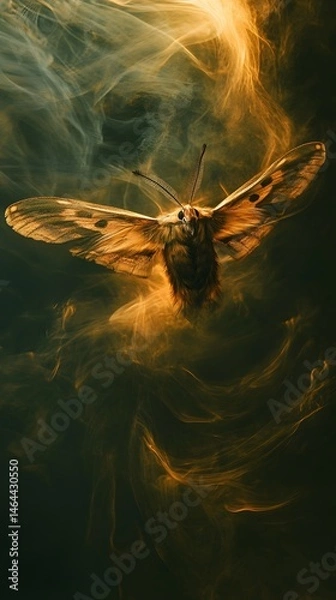 Obraz Hawk Moth transforming in a swirl of darkness