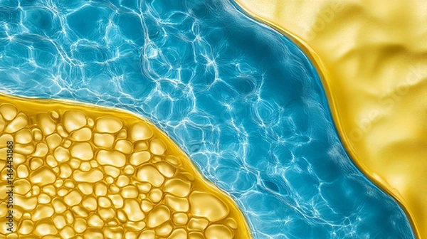 Obraz Abstract Beach Aerial View: Golden Sand and Blue Ocean