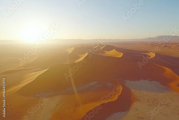 Obraz Aerial View of Orange Sand Dunes at Sunrise in the Namib Desert