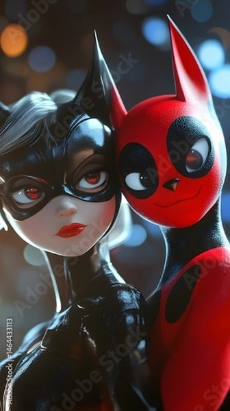 Obraz Ladybug and Cat Noir striking a dramatic pose together