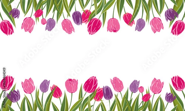 Obraz Tulips Spring Border Horizontal Floral Background