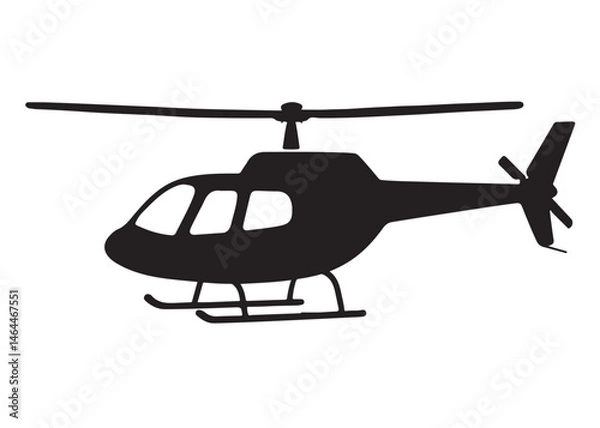 Fototapeta silhouette of a flying helicopter logo silhouette vector, helicopter silhouette icon logo, simple silhouette illustration of helicopter vector silhouette logo icon isolated on a white background