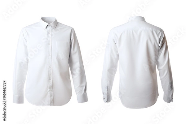 Fototapeta 3d white male office formal shirt front and back view isolated on white background