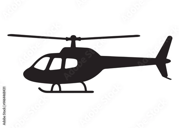Fototapeta silhouette of a flying helicopter logo silhouette vector, helicopter silhouette icon logo, simple silhouette illustration of helicopter vector silhouette logo icon isolated on a white background