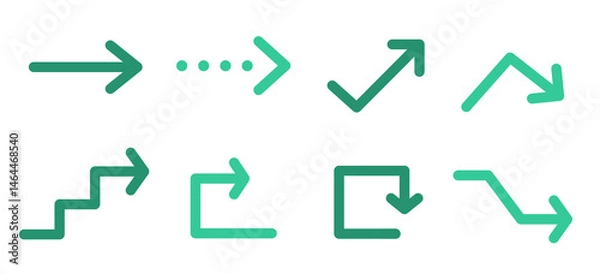 Obraz シンプルなグリーンの矢印アイコンセット