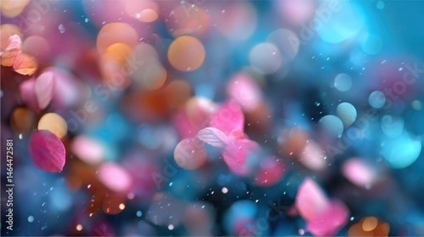 Obraz Dreamy bokeh-style abstract with colorful blurred dots floating.