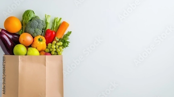 Fototapeta Fresh Produce in a Paper Bag: A Vibrant Display of Healthy Eating