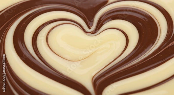 Fototapeta Delicious heart-shaped chocolate and cream swirl dessert crafted with skillful precision and artistry