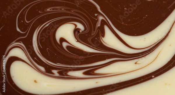 Fototapeta Swirling chocolate and cream mixture creates a rich dessert topping in an artful display of flavors