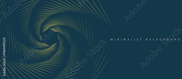 Fototapeta modern abstract background with swirling geometric vortex design in dark teal and navy, accented by pixelated gold 