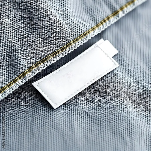 Obraz Blank logo mockup on clothing label tag closeup