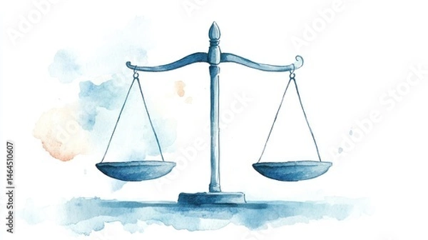 Obraz Watercolor scales of justice balance law and fairness concept