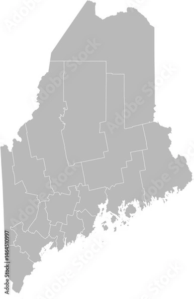 Fototapeta Maine vector map with county boundaries (Web Mercator projection, PPT-compatible & fully editable)