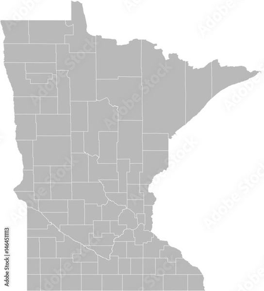 Fototapeta Minnesota vector map with county boundaries (Web Mercator projection, PPT-compatible & fully editable)