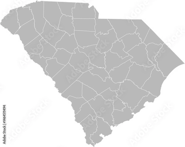 Fototapeta South Carolina vector map with county boundaries (Web Mercator projection, PPT-compatible & fully editable)