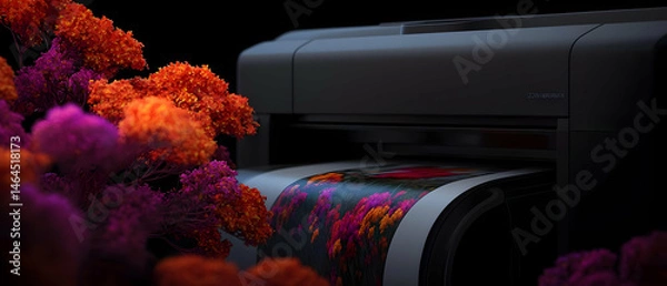 Fototapeta Large Format Printer Printing Colorful Floral Design