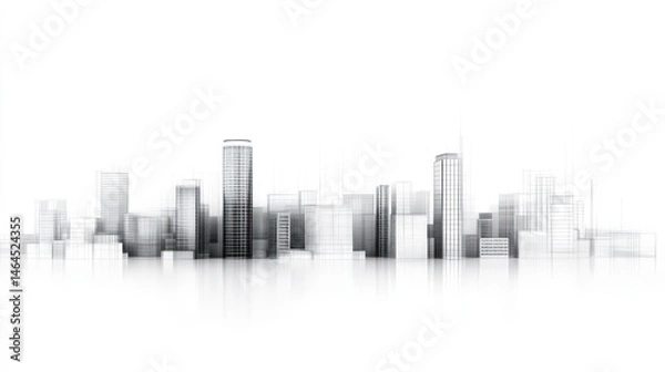 Obraz Modern city skyline illustration minimalist grayscale architecture design