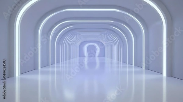 Obraz Futuristic glowing corridor abstract white tunnel background