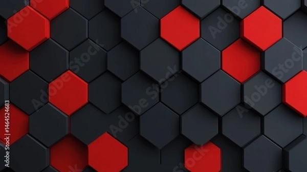 Fototapeta Abstract red and black hexagon pattern background