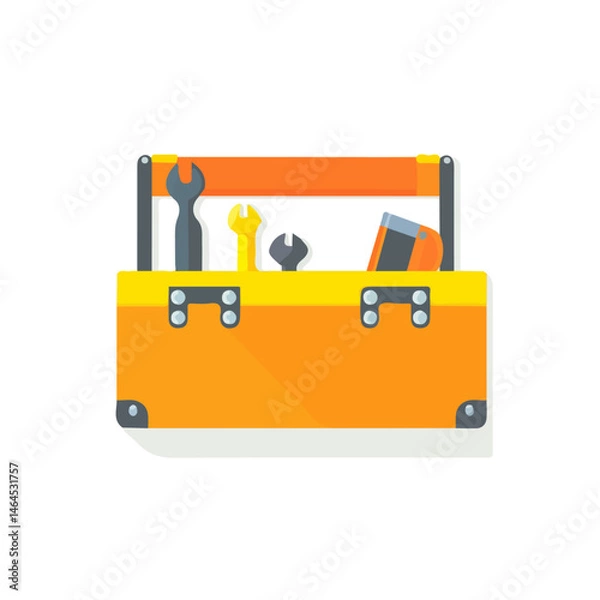 Obraz 2D flat vector illustration of Toolbox, isolated on a white background.