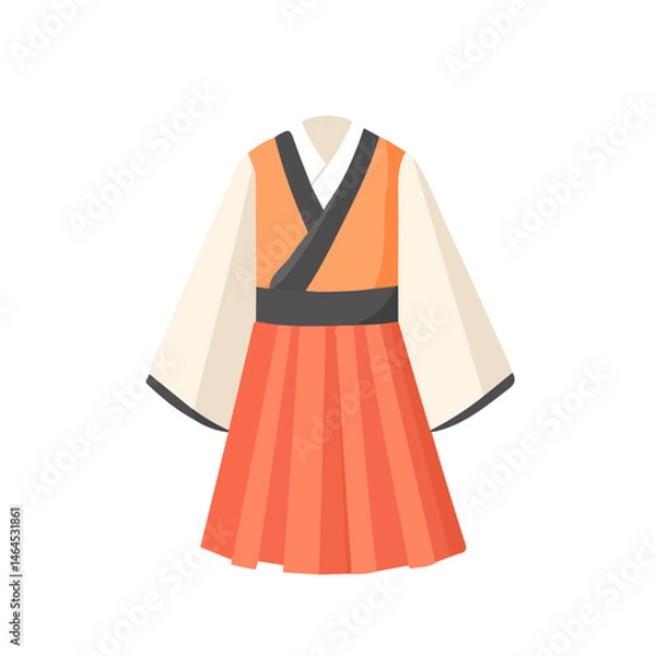 Obraz Traditional Clothing 2D flat vector illustration, isolated on a white background.