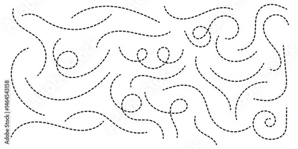 Obraz Hand drawn curve dotted line, Spiral dotted line hand drawn, Dotted lines path on white background