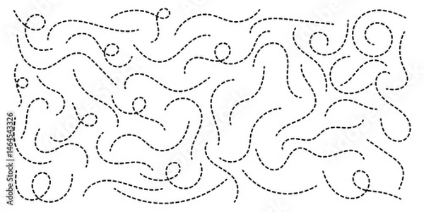 Obraz Hand drawn curve dotted line, Spiral dotted line hand drawn, Dotted lines path on white background