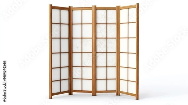 Fototapeta Zen shoji screen room divider isolated on white background.  