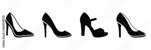 Obraz High heel shoes silhouettes icon vector illustration isolated on white background