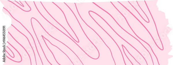 Fototapeta Coquette Plaid Washi Tape Girly Scrapbook Pink and Red Stripes, Hand Drawn Simple Doodle Patterned Scribbles, Hearts and Stars, Wave Whimsical Groovy Vector Isolated Design Element